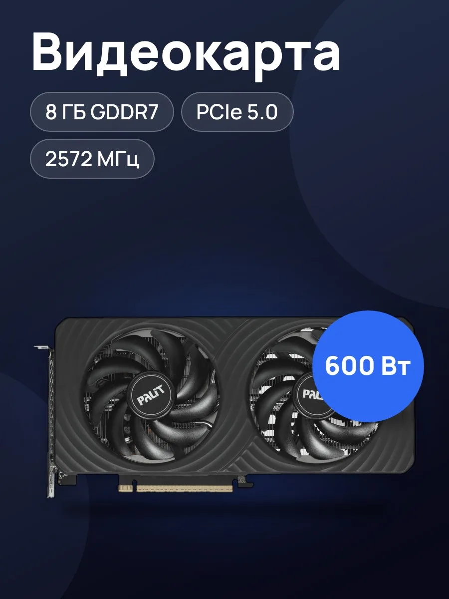 Видеокарта Palit GeForce RTX 5060 Ti Dual 8 ГБ GDDR7 2572 МГц — фото 1 из 11