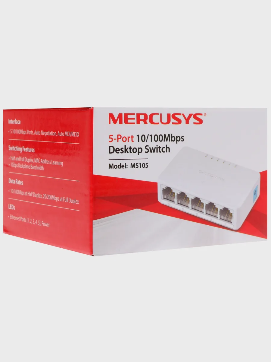 Коммутатор Mercusys MS105 5 x RJ-45х100 Мбит/сек — фото 9 из 9