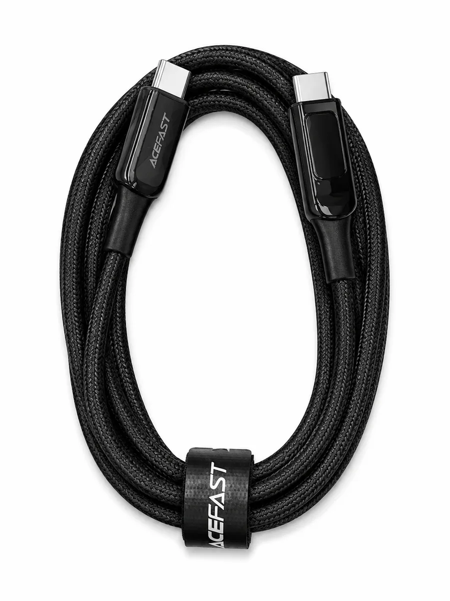 Кабель ACEFAST C6-03 USB-C to USB-C 100W Digital Display Braided Cable Black — фото 3 из 4