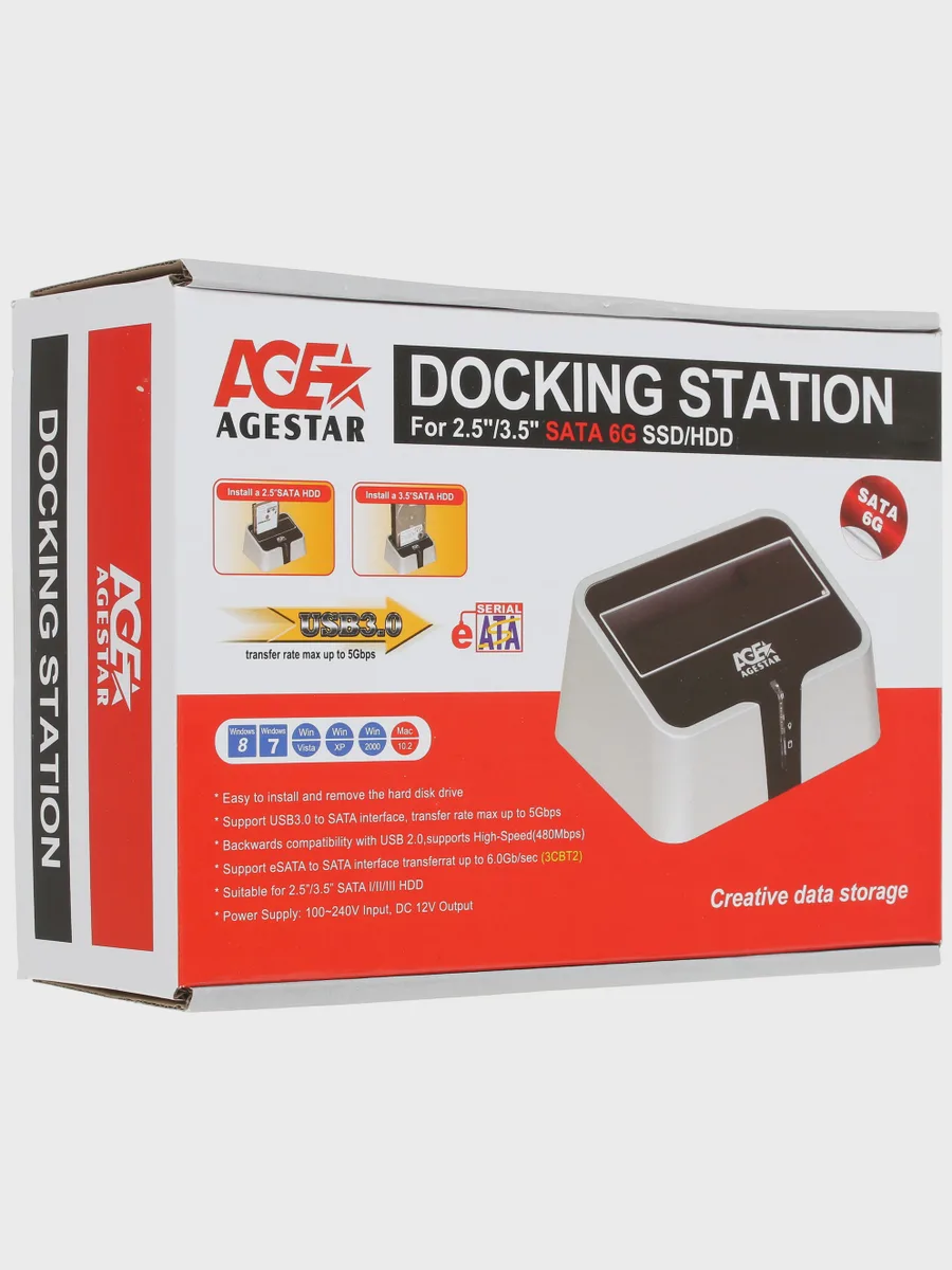 Док-станция для накопителей AgeStar 3CBT2-6G, SATA, USB 3.2 Gen 1 — фото 6 из 6