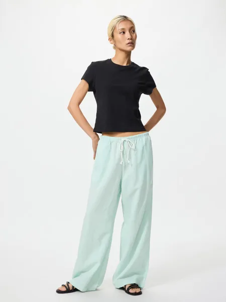 Фото товара Женские удобные брюки из смесовой льняной ткани LIGHT GREEN
