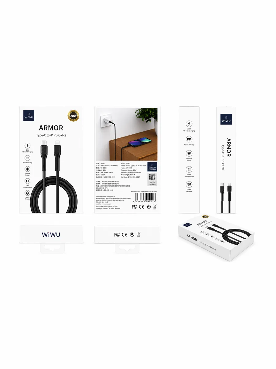 Кабель WiWU Armor Type-C to Lightning PD 20W Черный — фото 4 из 4