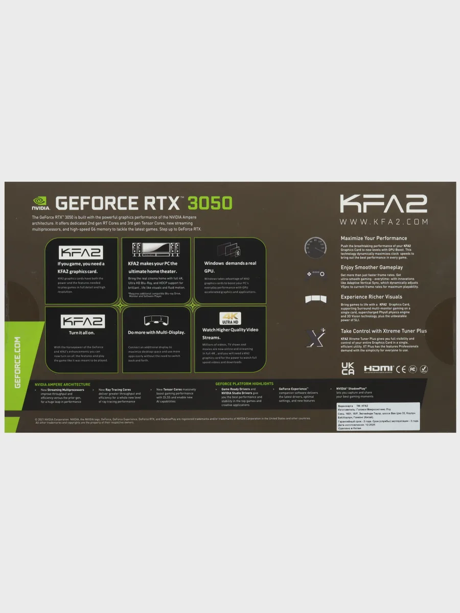 Видеокарта KFA2 GeForce RTX 3050 X Black 6 ГБ GDDR6 1470 МГц — фото 9 из 10