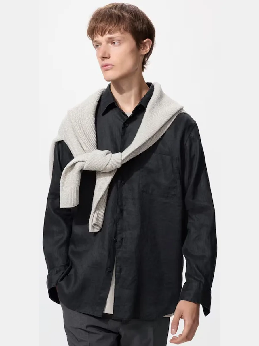 Мужская рубашка из высококачественного льна BLACK XXL — фото 2 из 2