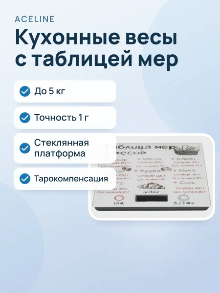 Фото товара Кухонные весы Aceline GM-20W до 5 кг