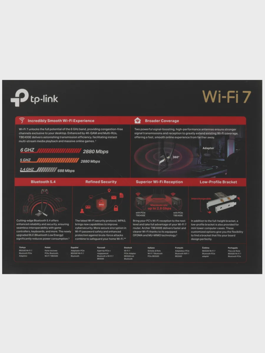 Wi-Fi адаптер + Bluetooth TP-Link Archer TBE400E,6452 Мбит/с — фото 7 из 11