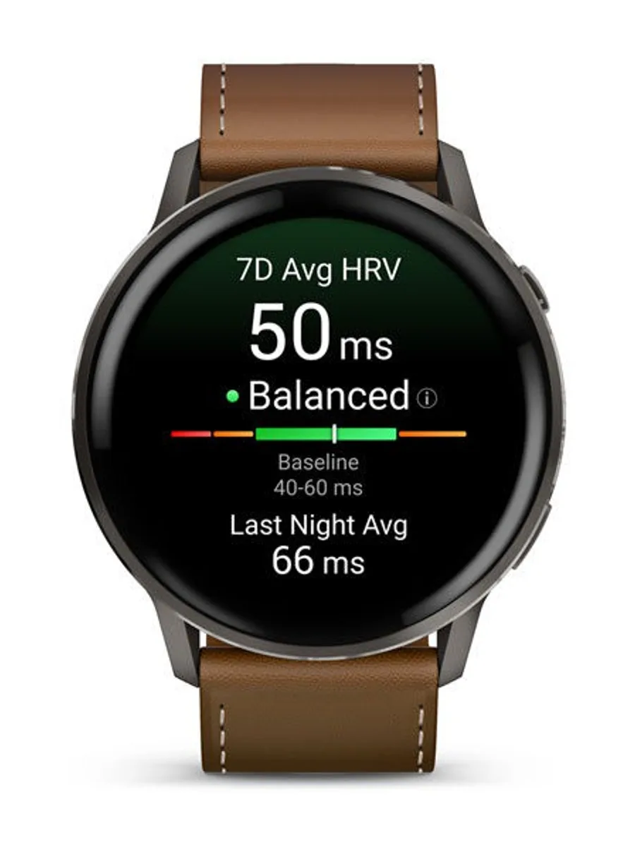 Garmin Venu 4 45MM Slate Bezel With Black Silicone Band And Brown Leather Band 45mm — фото 3 из 4