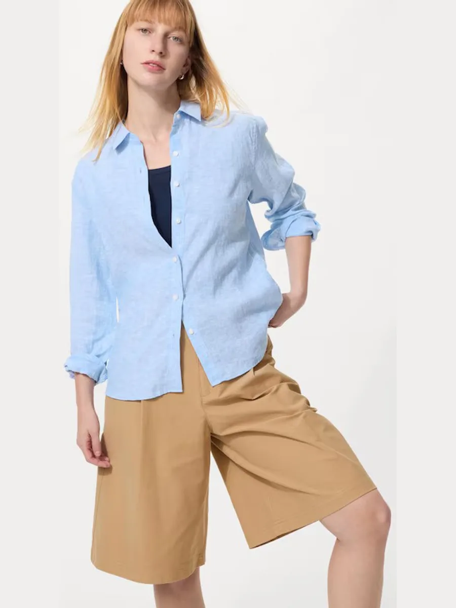 Женская рубашка из высококачественного льнаBLUE M — фото 1 из 1
