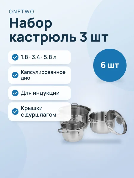 Фото товара Набор кастрюль OneTwo Rosinca O3SD019