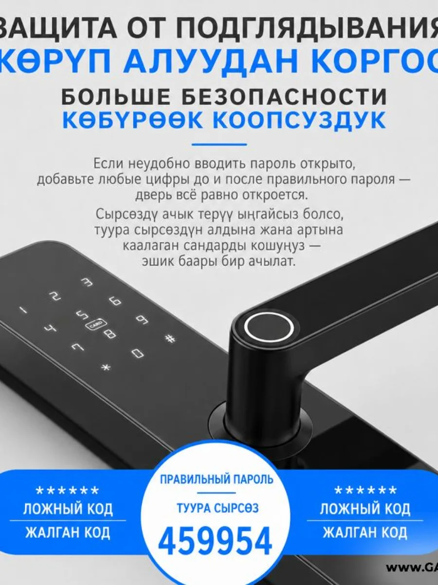 Электронный дверной замок с отпечатком пальца Tuya Smart Lock — фото 3 из 3