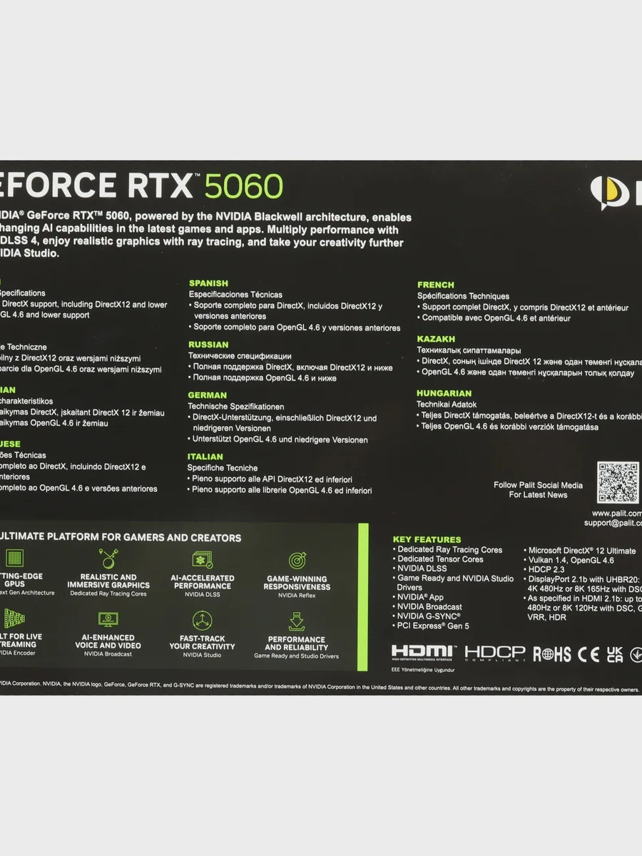 Видеокарта Palit GeForce RTX 5060 Dual 8 ГБ GDDR7 2497 МГц — фото 10 из 11