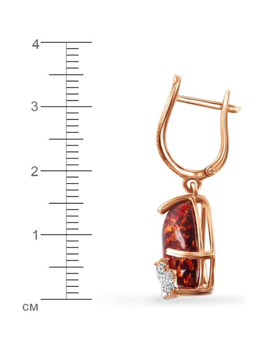 Серьги из золота 585 с янтарём, 6,71 г — фото 3 из 3