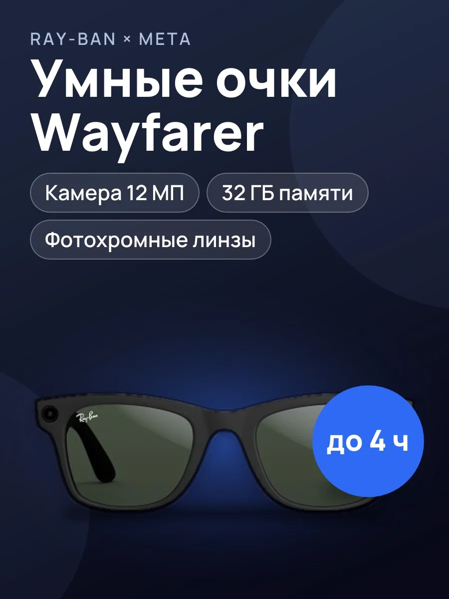 Умные очки Ray-Ban Meta Wayfarer RW4008, фотохромные линзы — фото 1 из 4