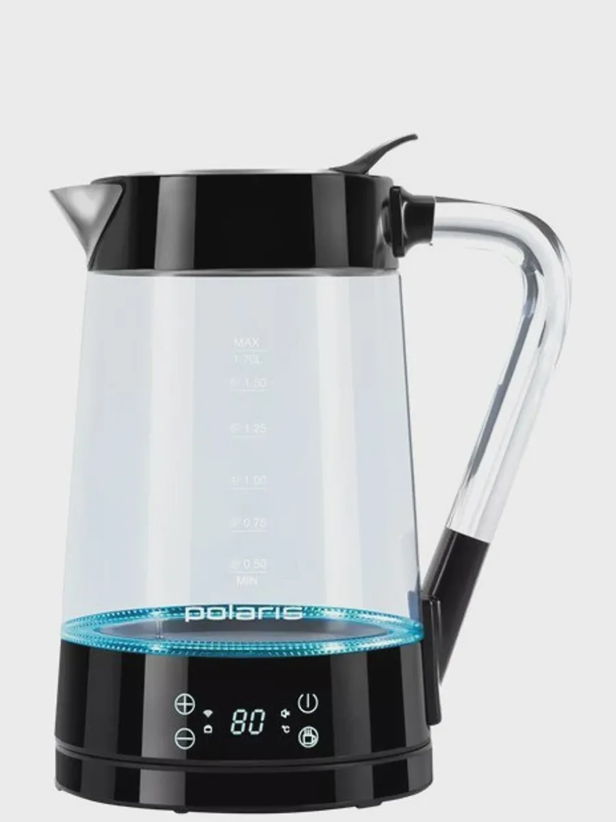 Электрочайник Polaris PWK 1715CGLD Wi-Fi IQ Home, черный, 1.7 л, 2200 Вт — фото 3 из 11