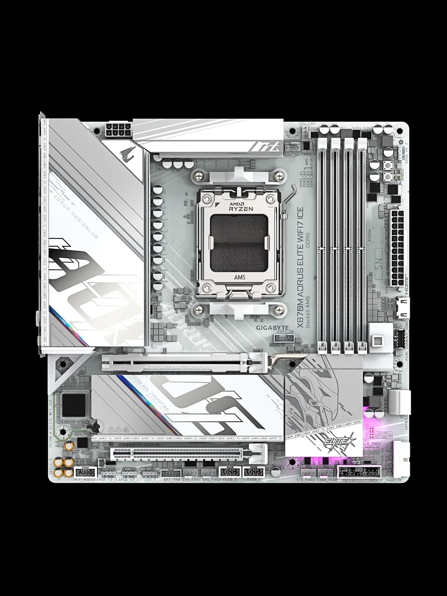 Материнская плата GIGABYTE X870M AORUS ELITE WIFI7 ICE, AM5, Micro-ATX — фото 2 из 11