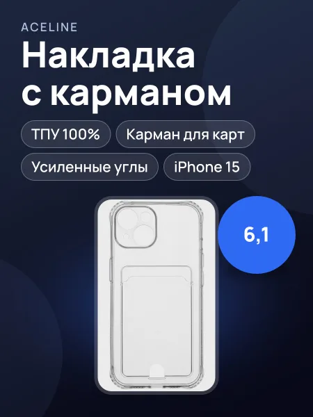 Фото товара Накладка  Aceline - Apple iPhone 15 прозрачный