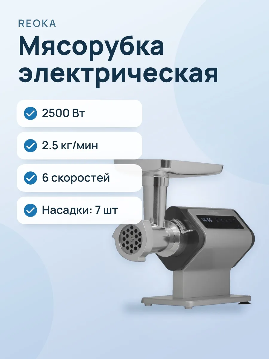 Мясорубка электрическая Reoka RKMG-MD253 серый — фото 1 из 11