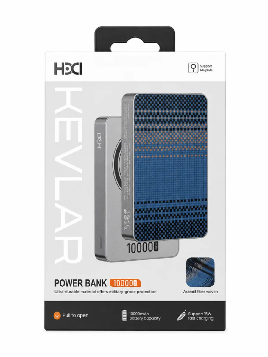Внешний аккумулятор HECI MagSafe Power Bank 10000mAh Kevlar Черный — фото 1 из 3
