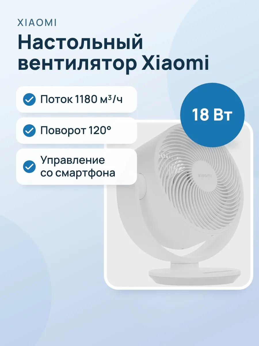 Вентилятор Xiaomi Smart Desktop Air Circulation Fan  белый — фото 1 из 8