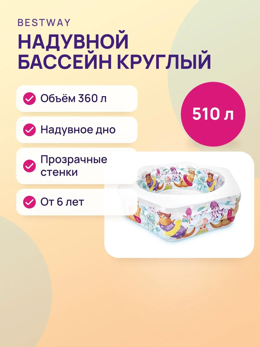 Детский надувной бассейн — Аквариум круглый с надувным дном — от 6 лет — фото 1 из 2