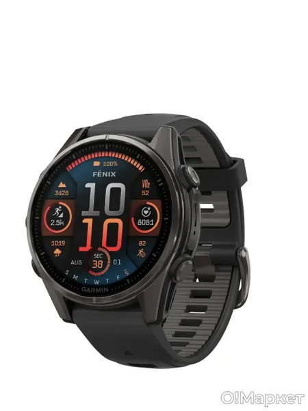 Фото товара Garmin Fenix 8 47mm AMOLED Sapphire Carbon Gray DLC Titanium Black/Pebble Gray