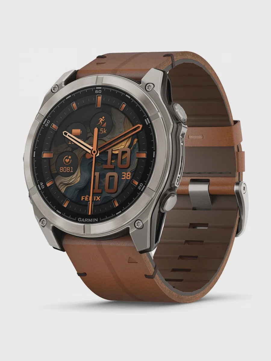Смарт-часы Garmin FENIX 8 AMOLED Sapphire Titanium Кожаный Ремень — фото 2 из 4
