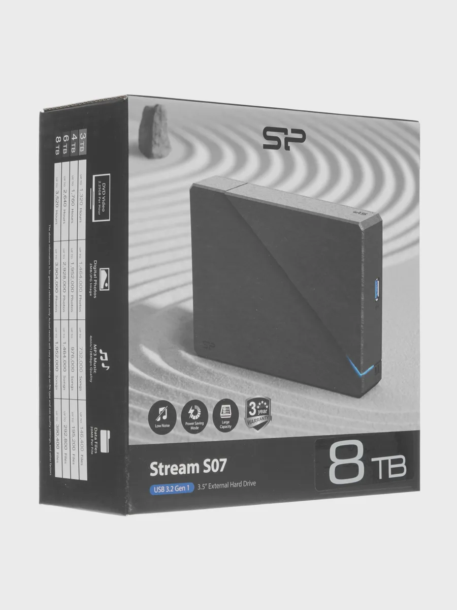3.5" Внешний HDD Silicon Power Stream S07 [SP080TBEHDS07C3K] 8 ТБ USB 3.2 Gen 1 Type-A — фото 9 из 9