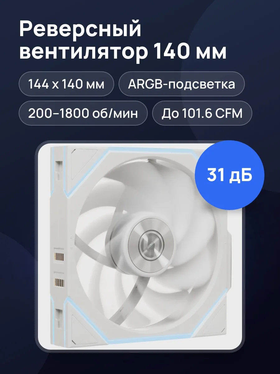 Реверсный вентилятор LIAN LI UNI FAN TL WIRELESS 140, 144 x 140 мм — фото 1 из 11