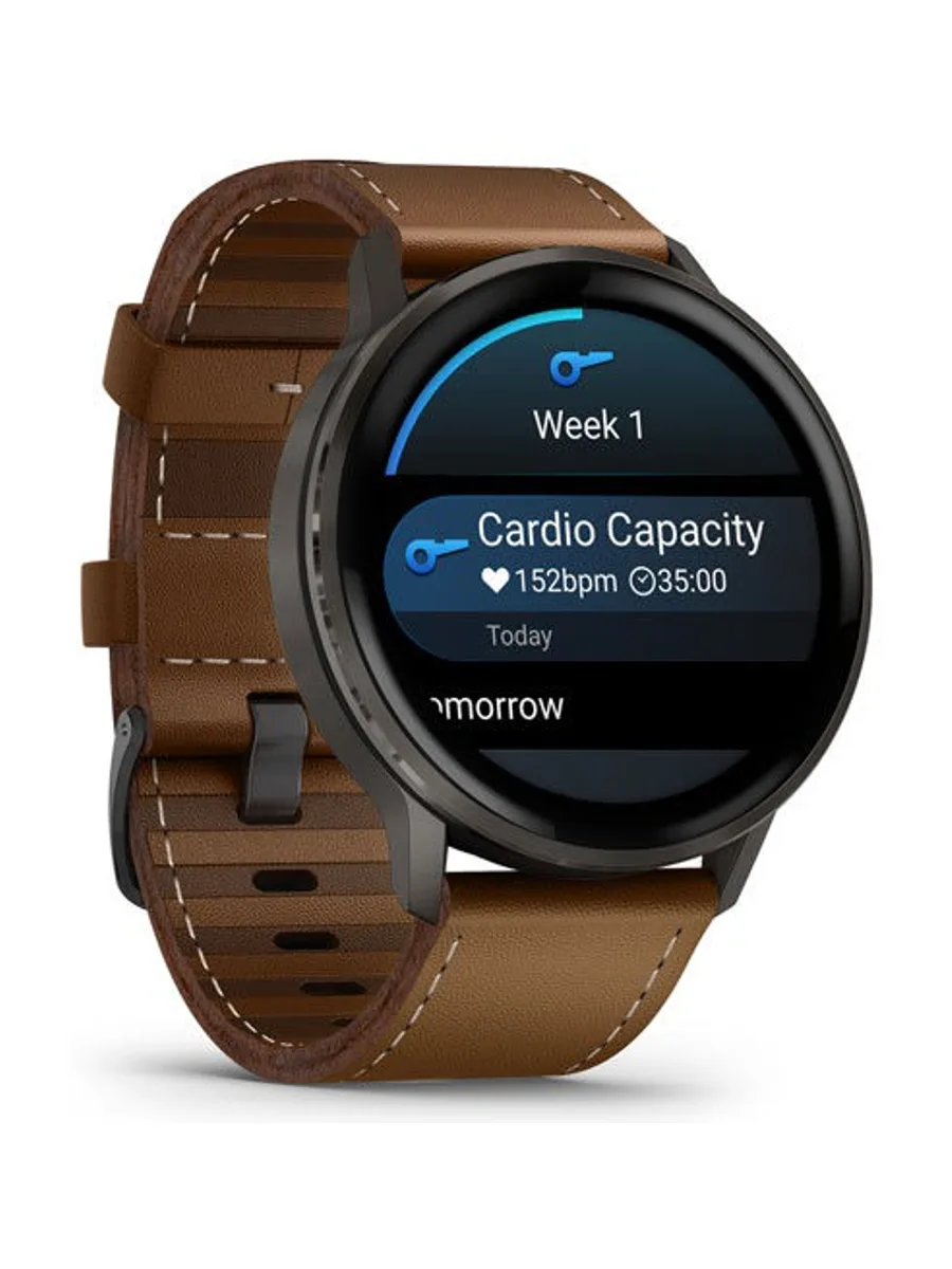 Garmin Venu 4 45MM Slate Bezel With Black Silicone Band And Brown Leather Band 45mm — фото 4 из 4