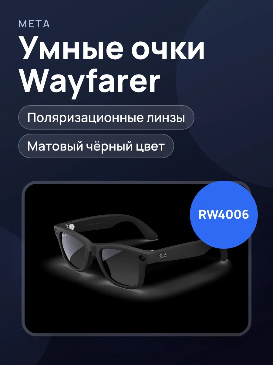 Очки Meta Glasses Wayfarer RW4006 GEN1 Matte Black / Transitions Graph.Green T150 53/50 — фото 1 из 2