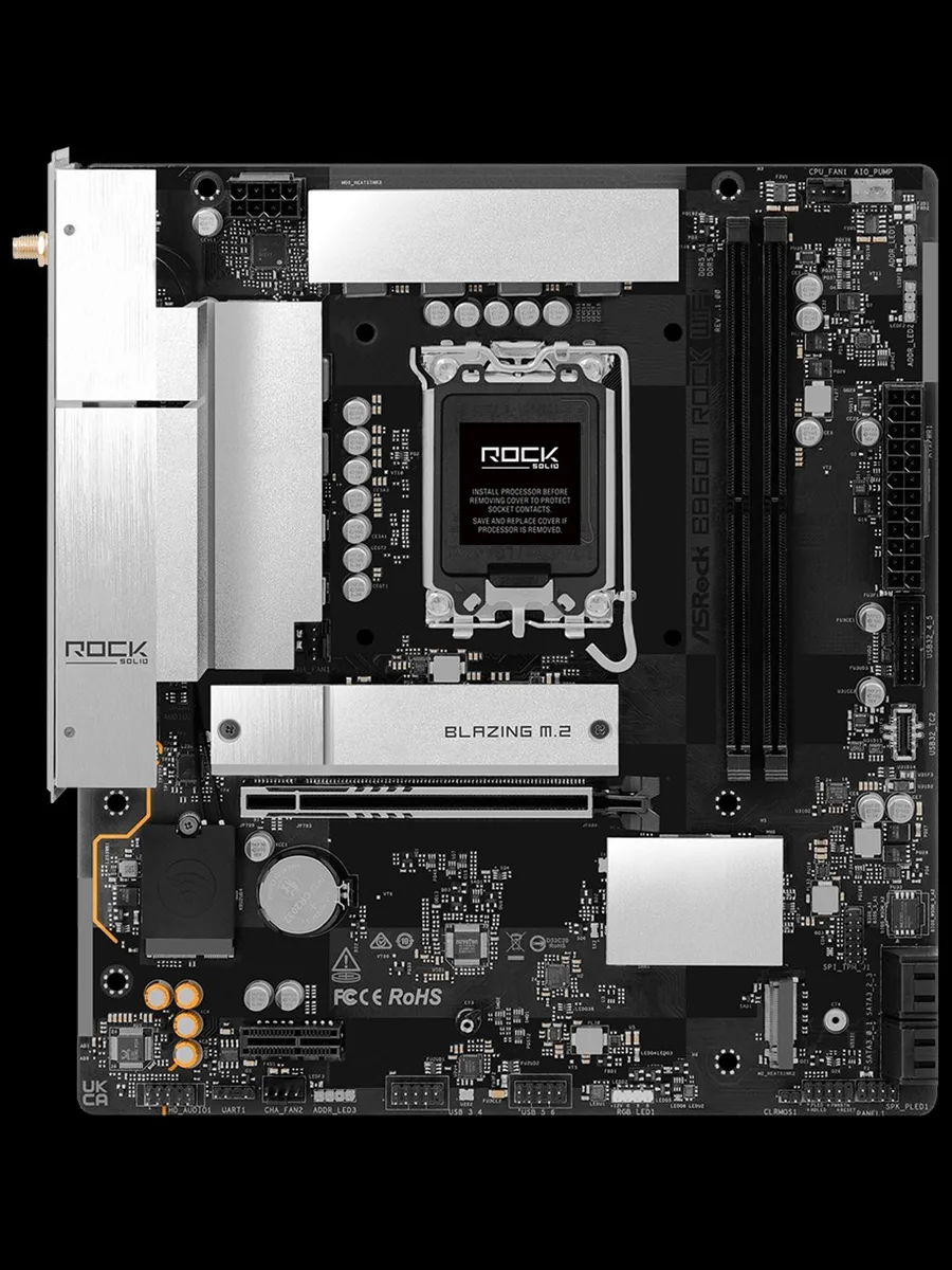 Материнская плата ASRock B860M Rock WiFi, LGA 1851, Micro-ATX — фото 11 из 11
