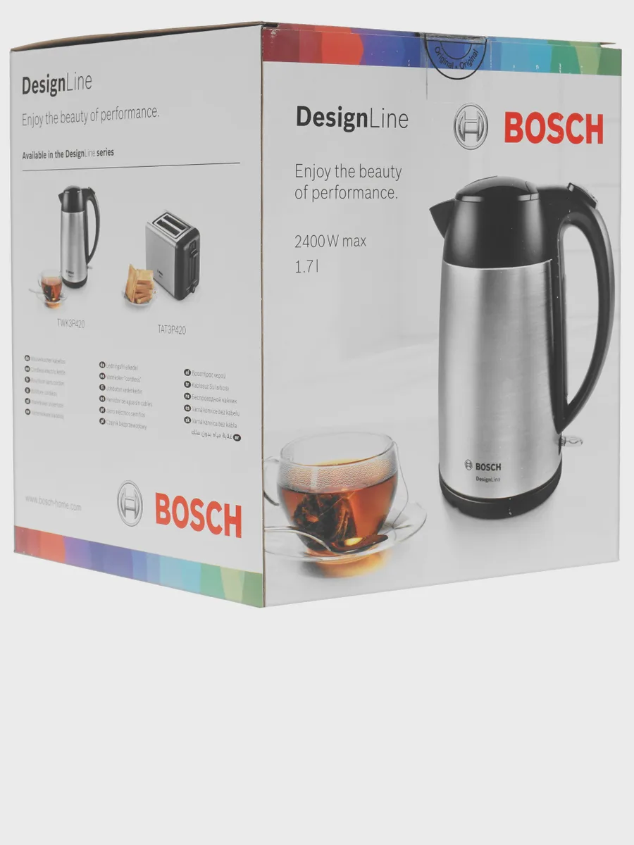 Электрочайник Bosch TWK 3P420, серебристый, 1.7 л, 2400 Вт — фото 8 из 11