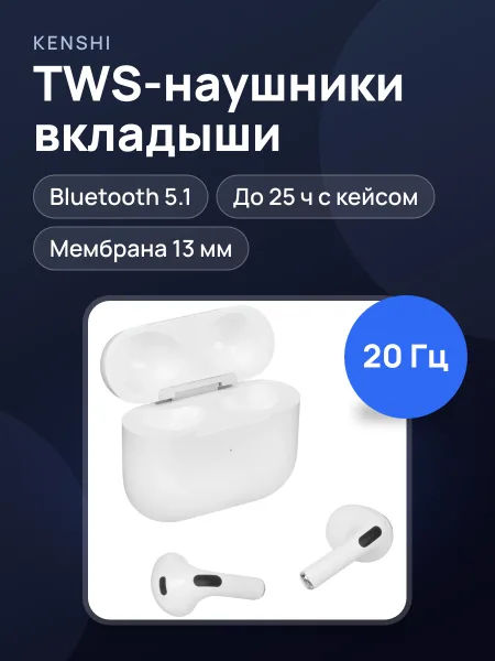 Фото товара Наушники TWS Kenshi AP-03 белый 2023