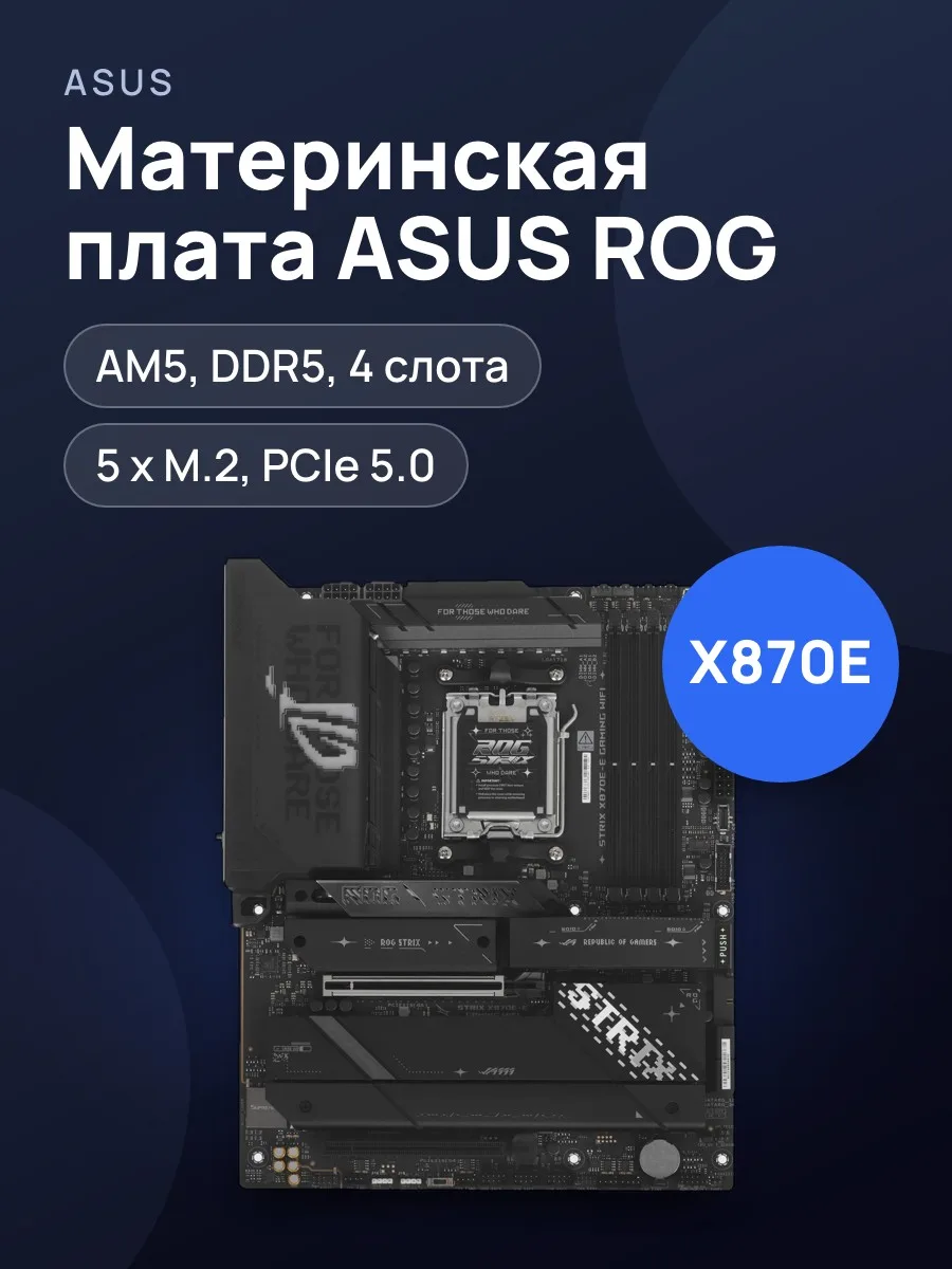 Материнская плата ASUS ROG STRIX X870E-E GAMING WIFI, AM5, Standard-ATX — фото 1 из 11