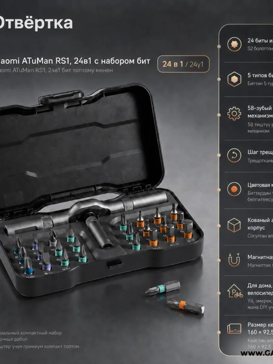 Отвёртка Xiaomi ATuMan RS1, 24в1 с набором бит — фото 1 из 3