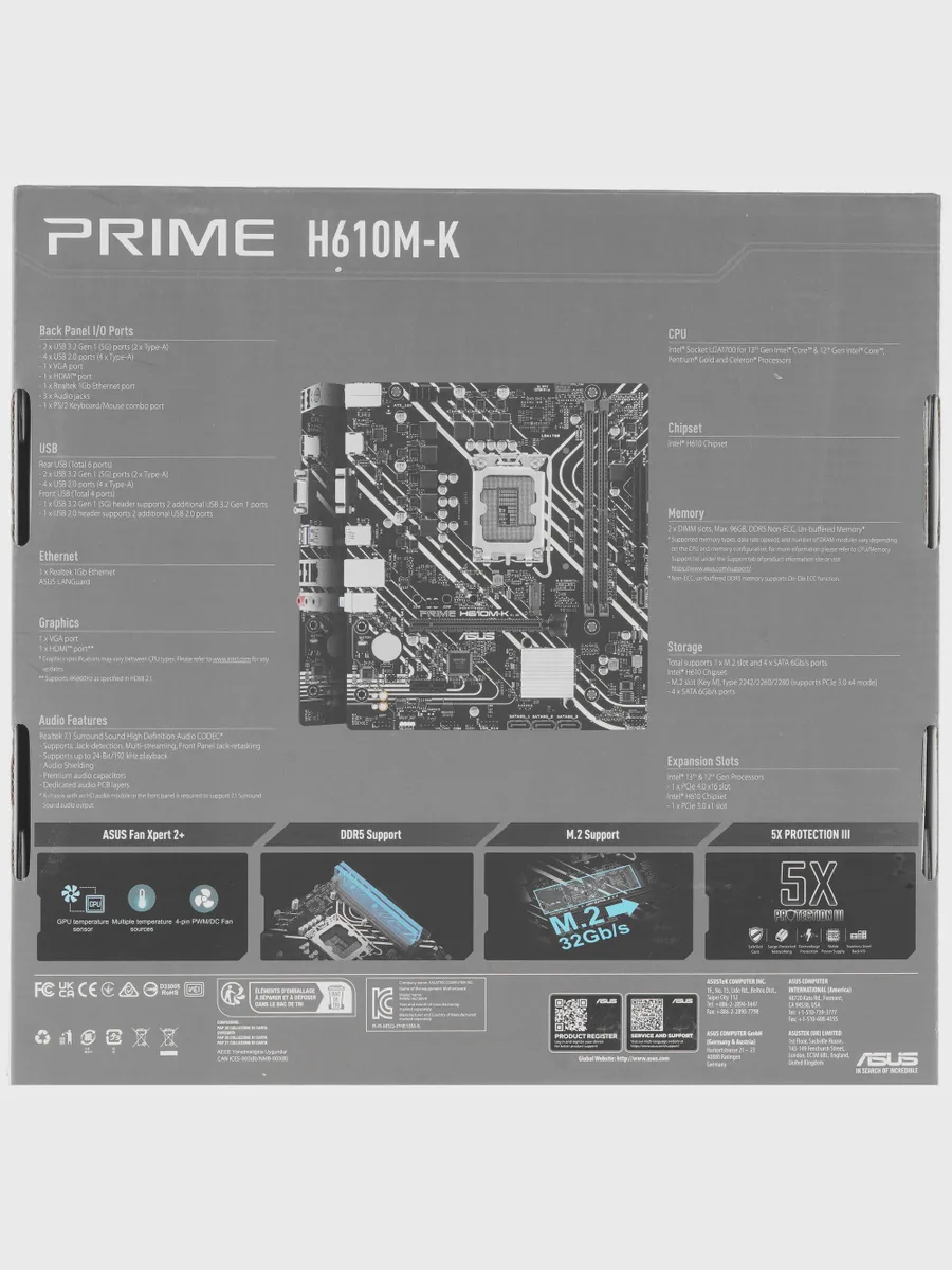 Материнская плата ASUS PRIME H610M-R-SI, LGA 1700, Micro-ATX — фото 7 из 8