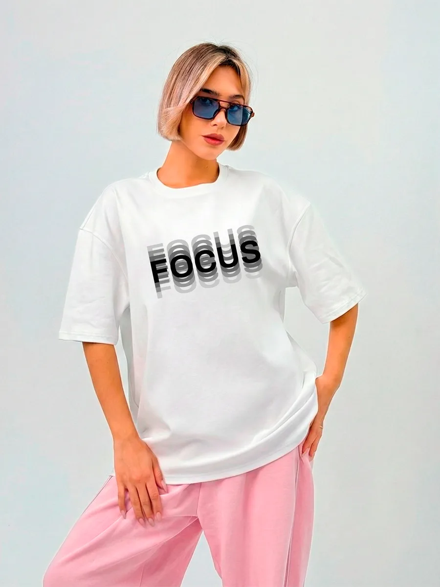 Футболка оверсайз Унисекс "FOCUS" Эффект двоения — фото 9 из 14
