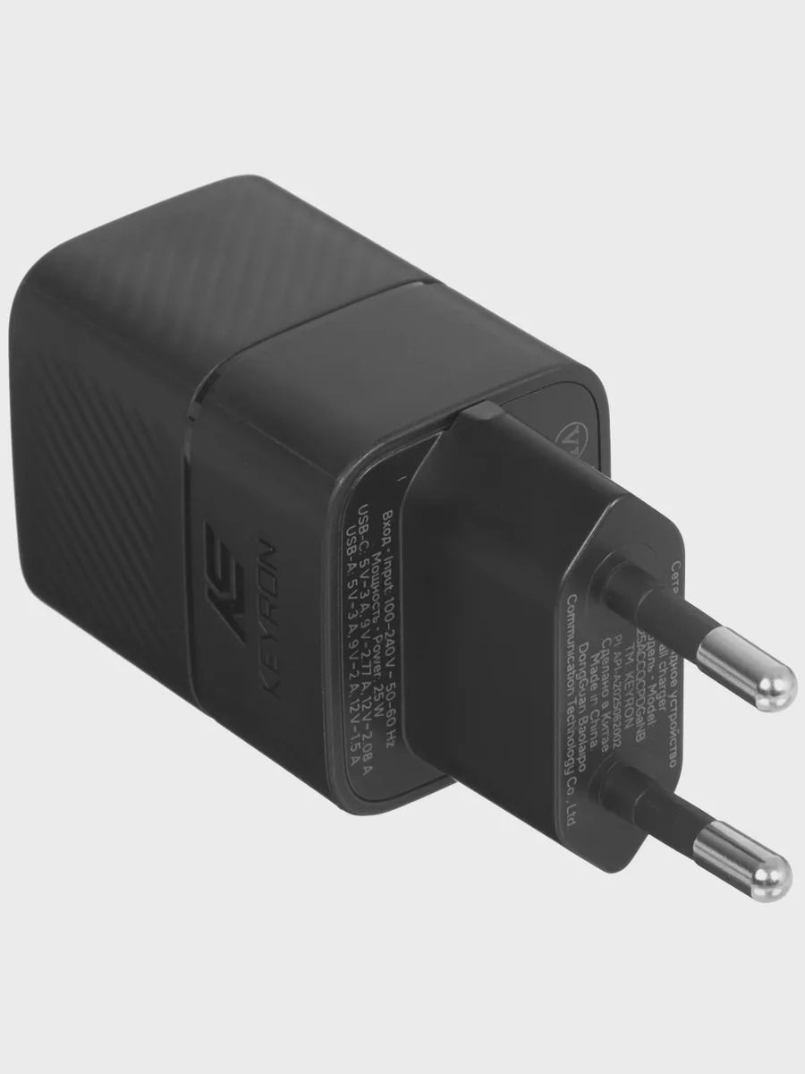 Сетевое зарядное устройство KEYRON K25ACCQCPDGaNB 3 А 25 Вт USB Type-C — фото 3 из 8