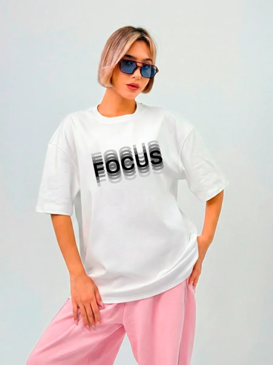 Футболка оверсайз Унисекс "FOCUS" Эффект двоения — фото 1 из 14