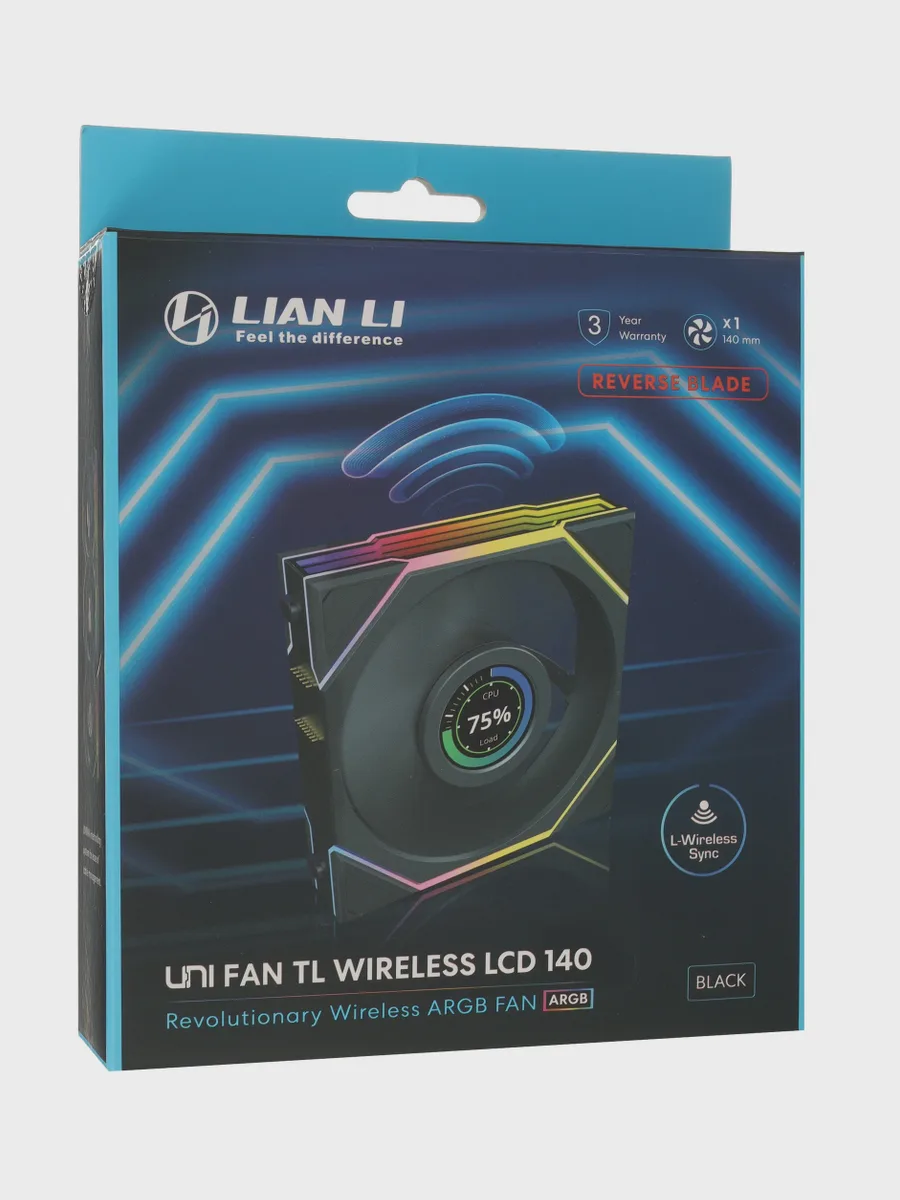 Реверсный вентилятор LIAN LI UNI FAN TL WIRELESS LCD 140, 144 x 140 мм — фото 11 из 11