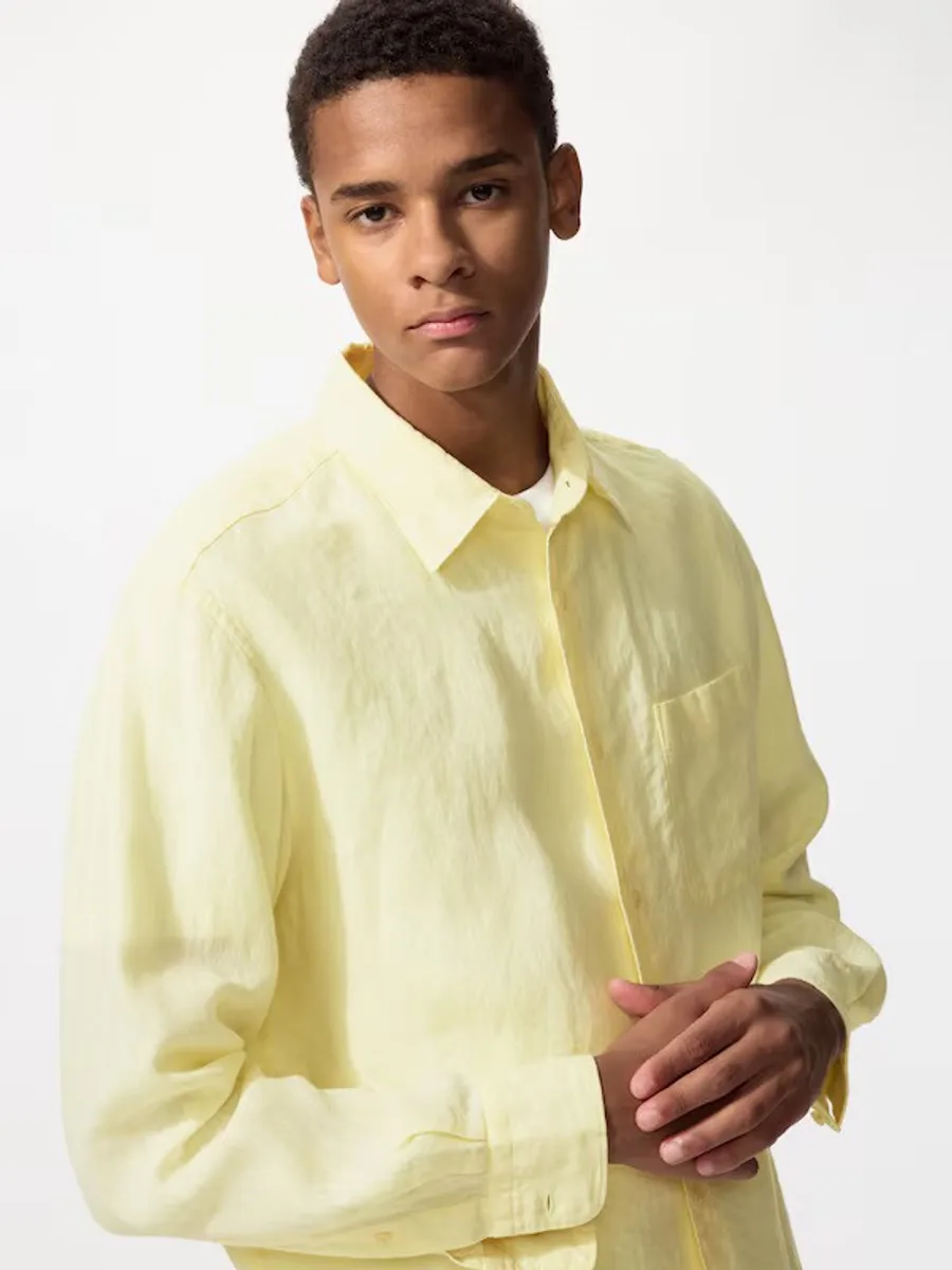 Мужская рубашка из высококачественного льна YELLOW XL — фото 2 из 2