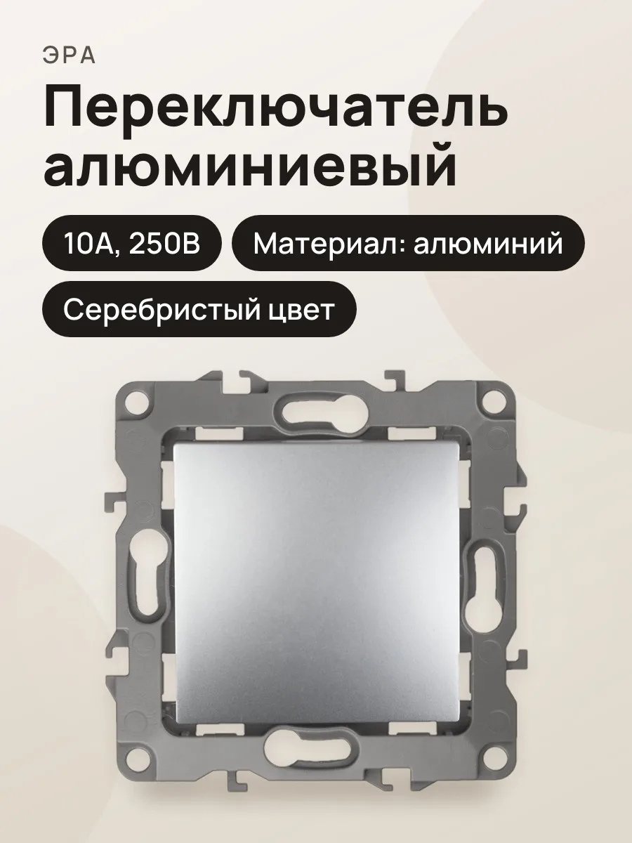 Переключатель ЭРА 12-1103-03 10АХ-250В алюминий — фото 1 из 2