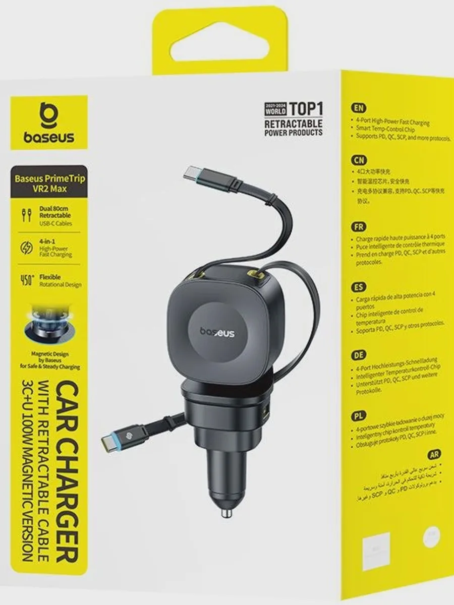 Автомобильное зарядное устройство Baseus PrimeTrip VR2 Max, 100 Вт, USB Type-C — фото 5 из 7