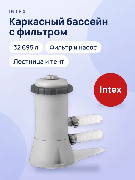 Фото товара Каркасный бассейн Prism Frame — круглый с фильтром, насосом, лестницей, тентом и подстилкой — 32695 л