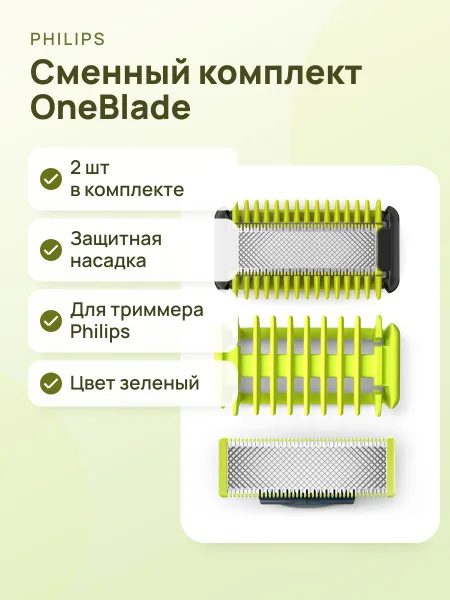Фото товара Сменный комплект Philips OneBlade QP620/50, 2 шт