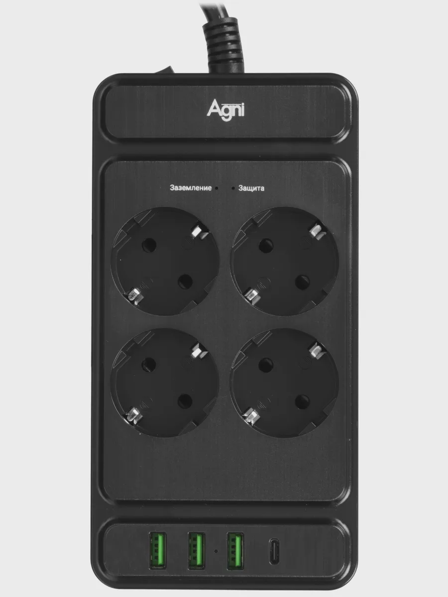 Сетевой фильтр AGNI TP-FS4U4E-PD, 2 м — фото 3 из 11