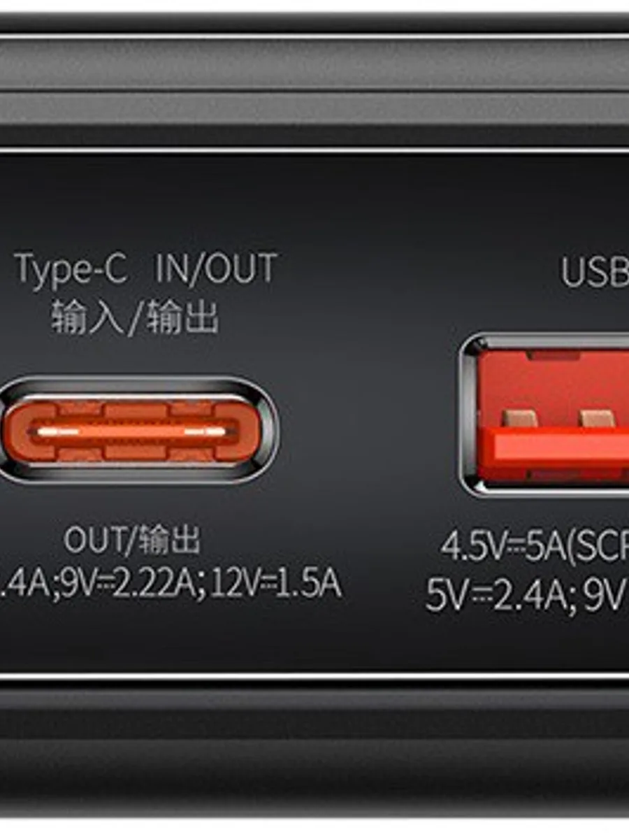 Портативный аккумулятор BASEUS Qpow Pro Digital Display, встроенный кабель Lightning + Type-C, 3A, 10000 мА⋅ч, black — фото 6 из 6