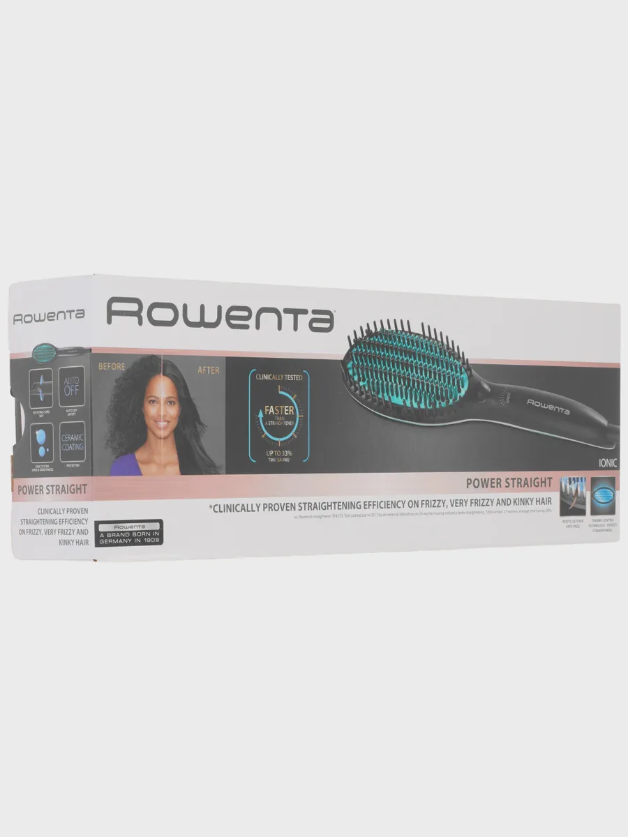 Расческа-выпрямитель Rowenta Power Straight CF5820F0 голубой, черный — фото 10 из 11