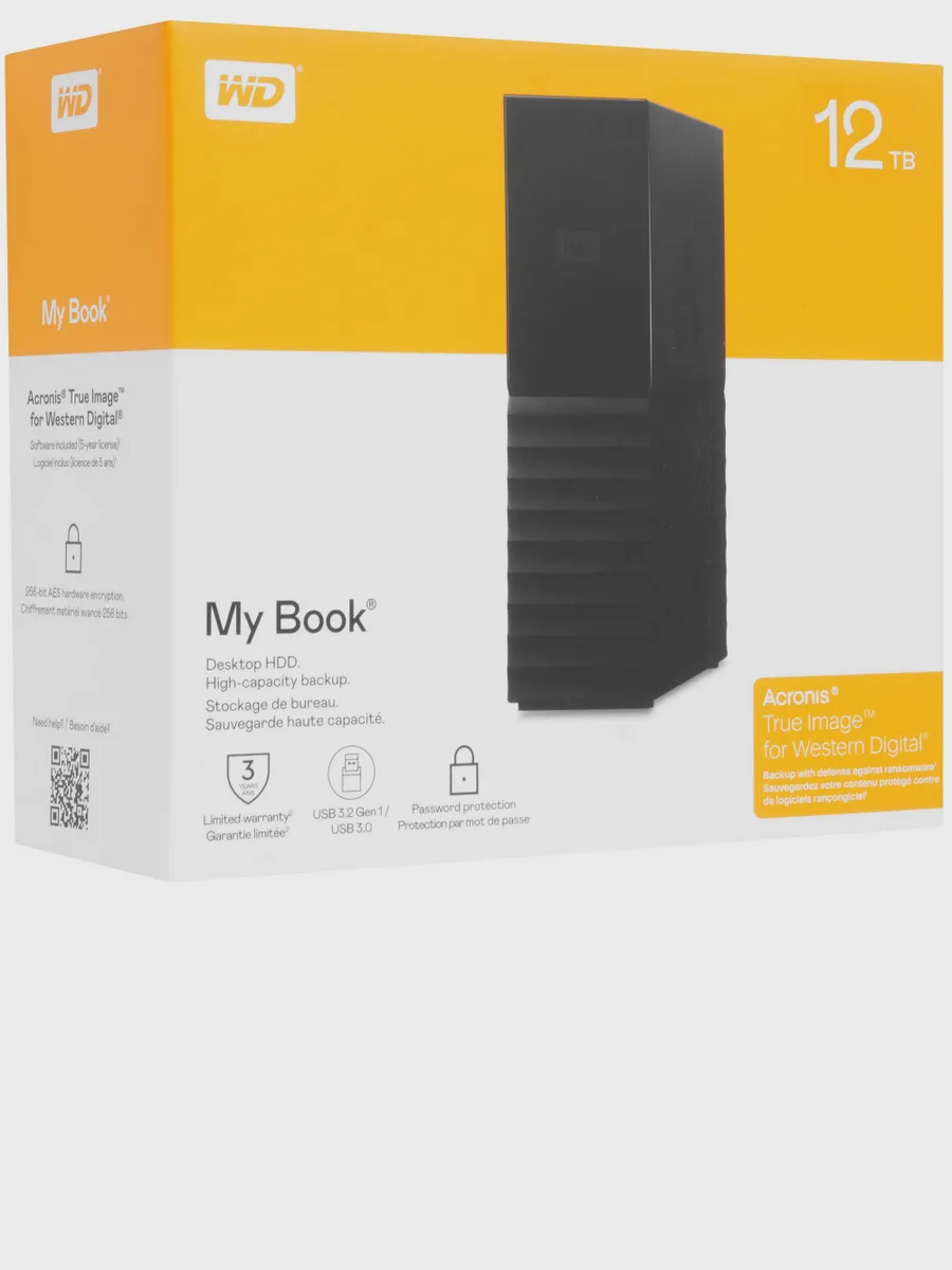 3.5" Внешний HDD WD My Book [WDBBGB0120HBK-SESN] 12 ТБ USB 3.2 Gen 1 Type-A — фото 9 из 11