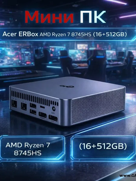 Фото товара Мини ПК Acer ERBox AMD Ryzen 7 8745HS (16+512GB)